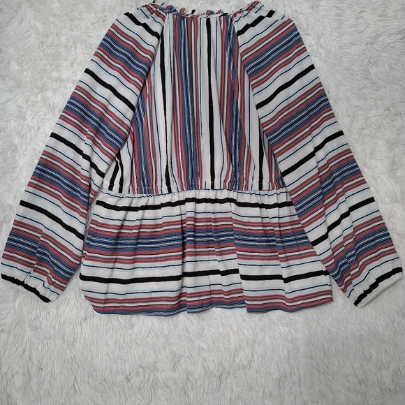 Lane Bryant Peasant Top Plus Size 14/16 Split-neck Button-Front Peplum Ruffle - Picture 3 of 9